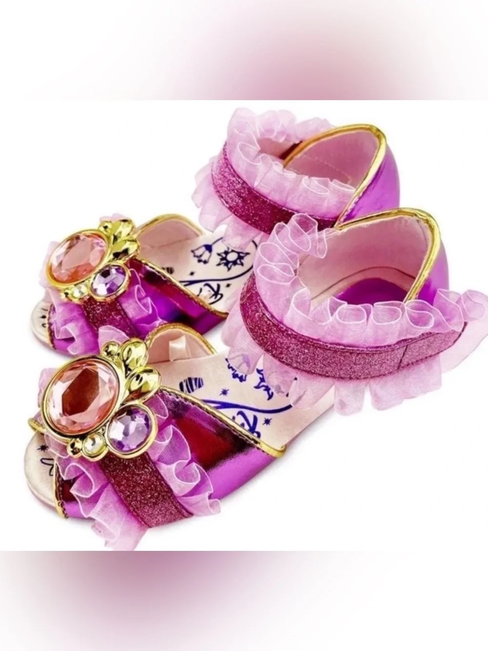 Girls Pink Purple Jeweled Rapunzel Dress Up Sandals Girls 9/10 Disney - Picture 7 of 7